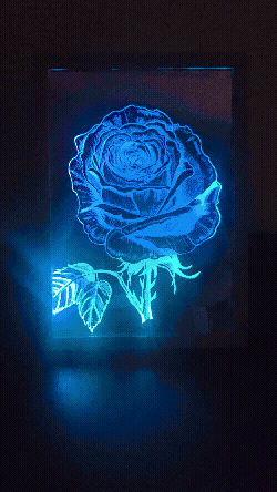 Spiegel Wandlampe mit Rosenmotiv – RGB LED