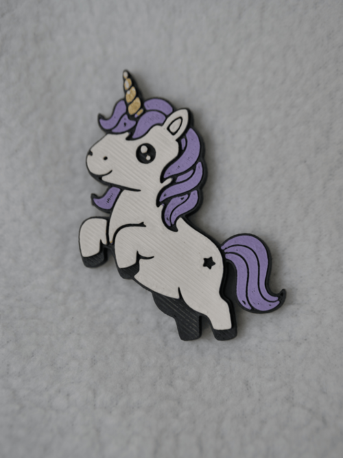 Einhorn Pinwandmagnet springend – 3D-gedruckt, 55mm, Coldfinger 3D