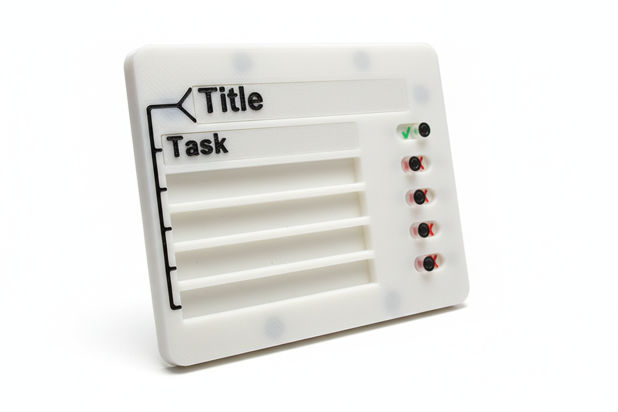 Konfigurierbare Checkliste 5 Aufgaben – 3D-gedruckt