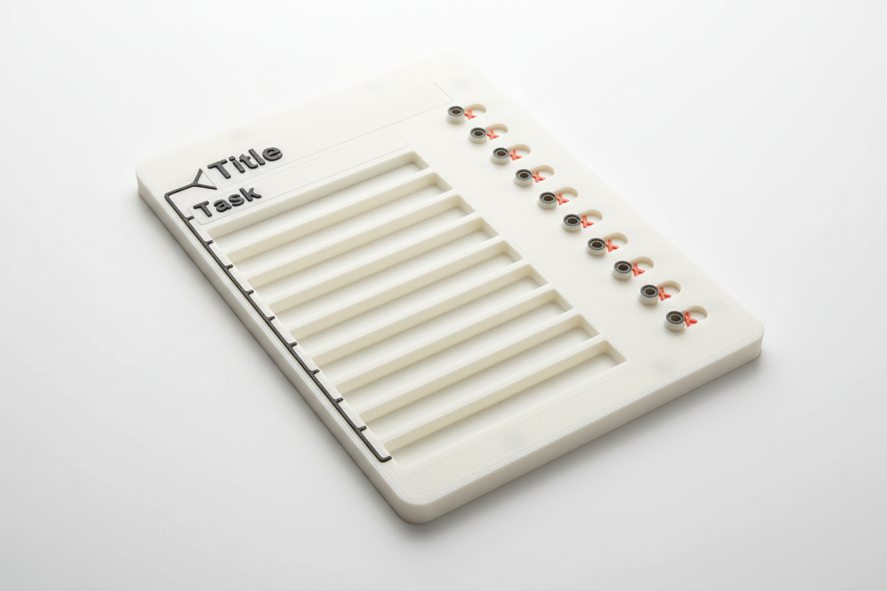 Konfigurierbare Checkliste 10 Aufgaben – 3D-gedruckt