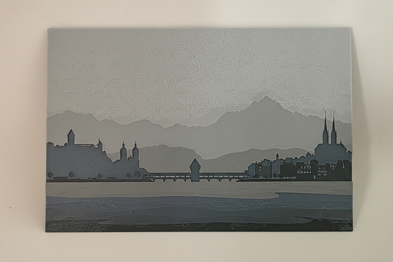 HueForge Wandbild Luzern Skyline – 3D-Druck