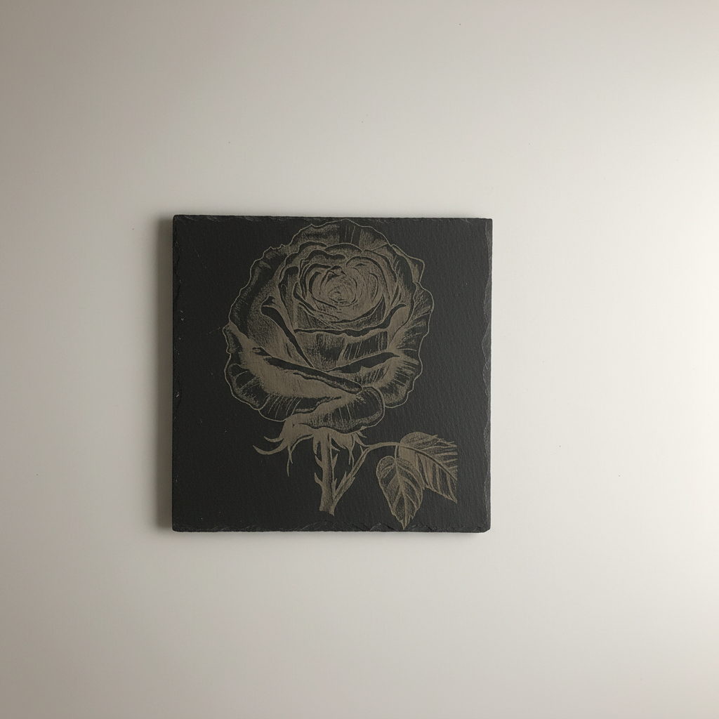 Schiefer-Untersetzer Rose – Lasergravur | Coldfinger 3D