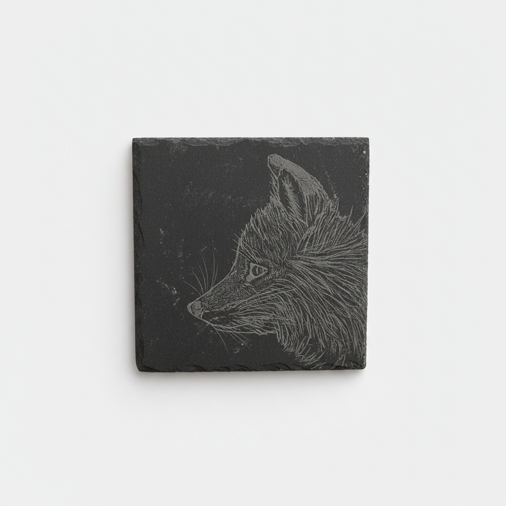 Schiefer-Untersetzer Fuchs – Lasergravur | Coldfinger 3D