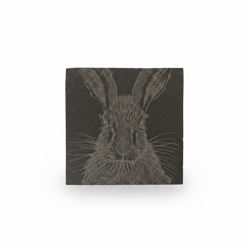 Schiefer-Untersetzer Hase – Lasergravur | Coldfinger 3D