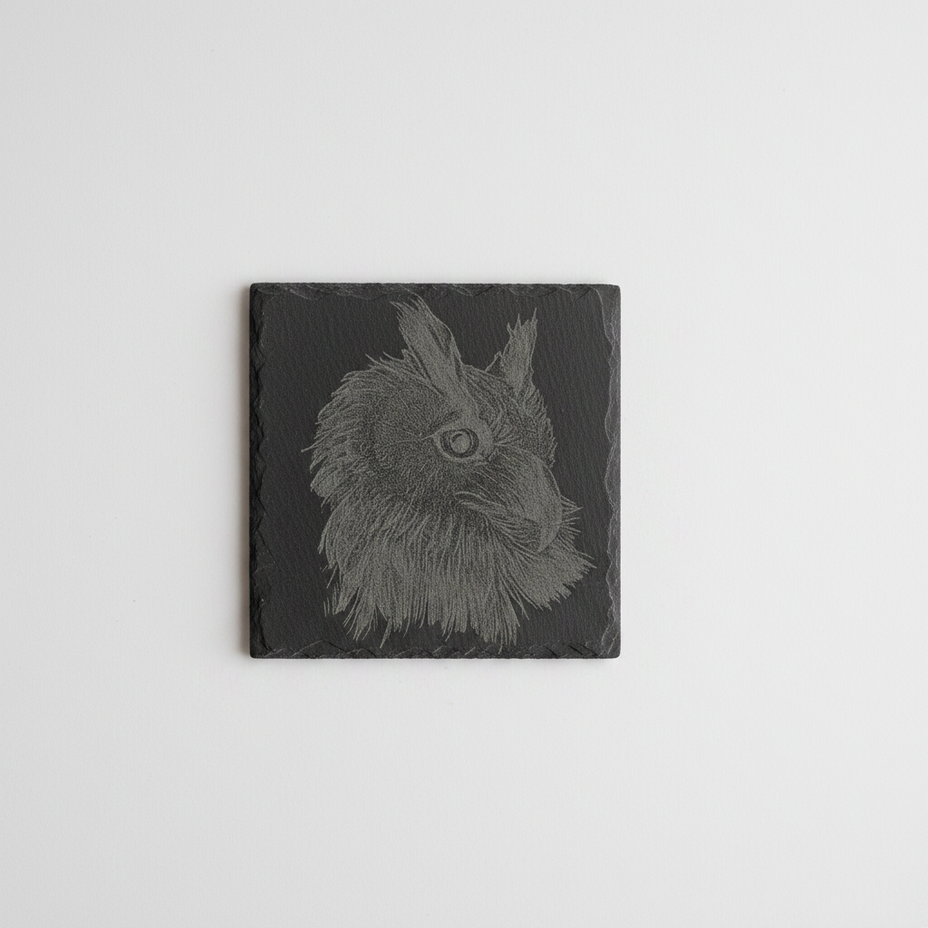 Schiefer-Untersetzer Eule – Lasergravur | Coldfinger 3D