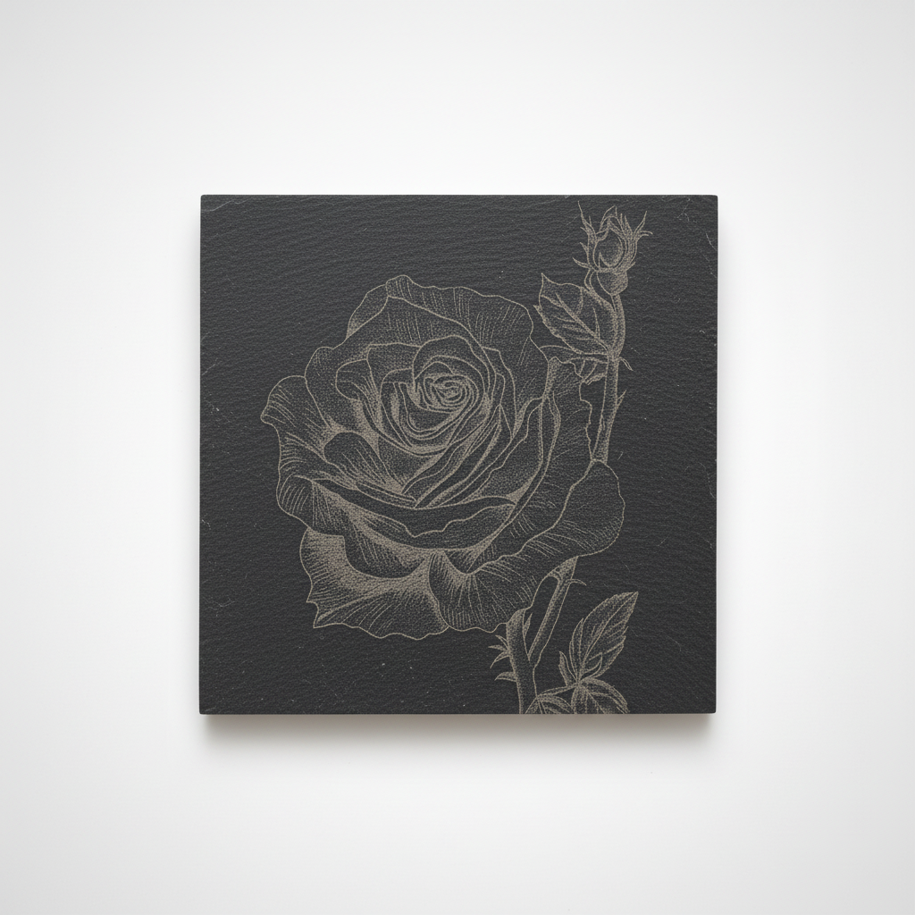Schiefer-Untersetzer Rose II – Lasergravur | Coldfinger 3D